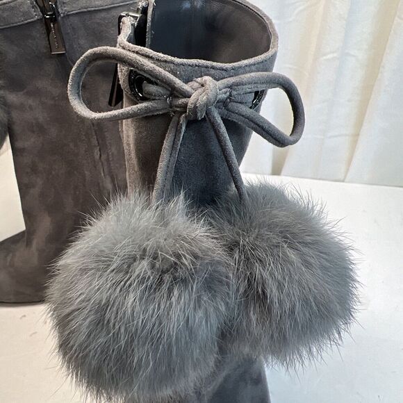 Michael Kors Remi 7 Suede Gray/Grey Ankle Bootie Boots Stilettos - Picture 5 of 10